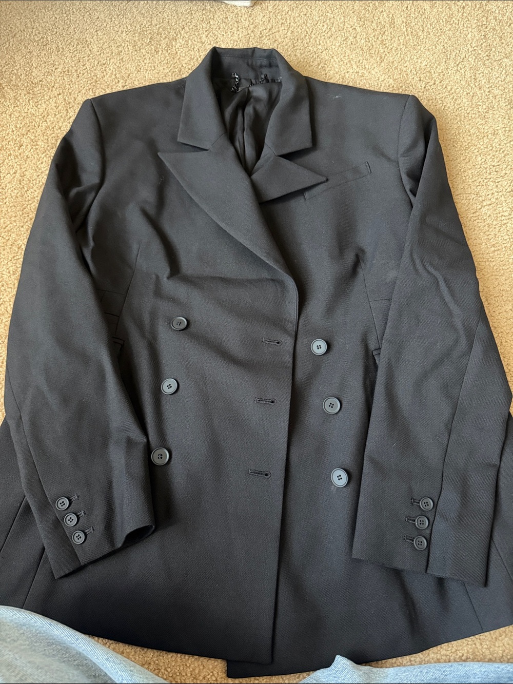 AllSaints Black Double-Breasted Blazer Jacket